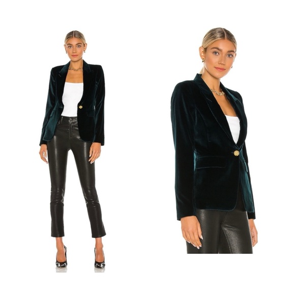Smythe Velvet Peaked Lapel Blazer Emerald Size 2/ XS Green - Picture 2 of 9